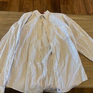 Men’s striped navy pin stripe button down shirt